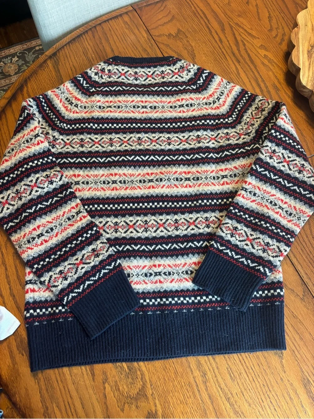 J.Crew 100% lambswool fair isle Nordic knit crewneck sweater men's S